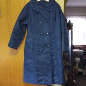 Aurora International Abbmoor Navy Blue All-Weather Double Breasted Nylon Coat